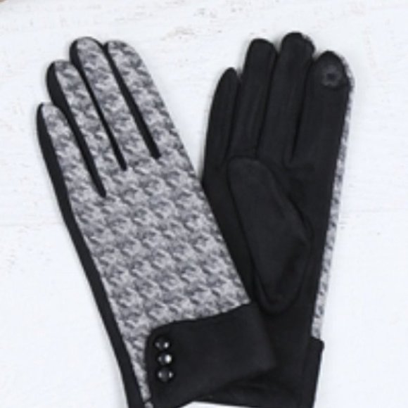 touchscreen black houndstooth touch screen gloves - Picture 1 of 2